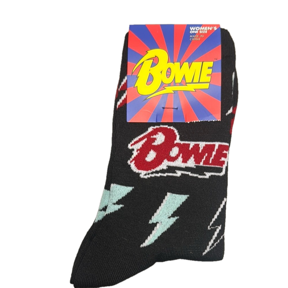David Bowie Black Lightning Bolt Socks NWT
